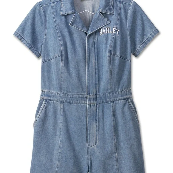 Harley-Davidson Blue Denim Jumpsuit X-Small - Picture 2 of 5